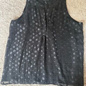 Adrienne Vittadini Black and Gray Polka Dot Blouse